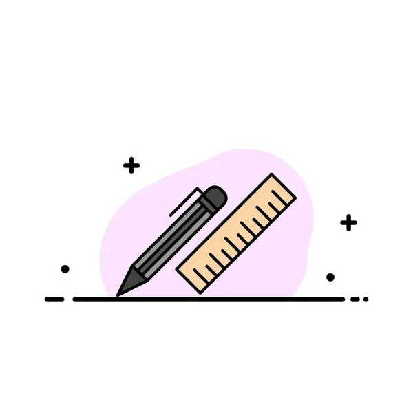 Pen, Desk, Organizer, Pencil, Ruler, Supplies Business Flat Lin — стоковий вектор