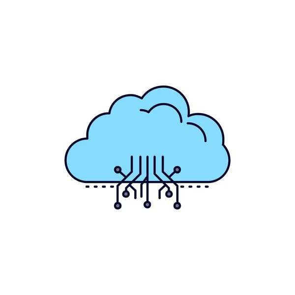 Cloud, computing, data, hosting, network Flat Color Icon Vector — Stock Vector