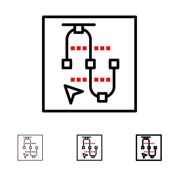 Souris, Ecran, Vecteur,, Flèche Ensemble d'icônes de ligne noire — Image vectorielle