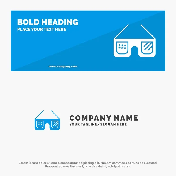 Gafas de sol, Gafas, Americanas, EE.UU. SOlid Icon Website Banner y — Vector de stock