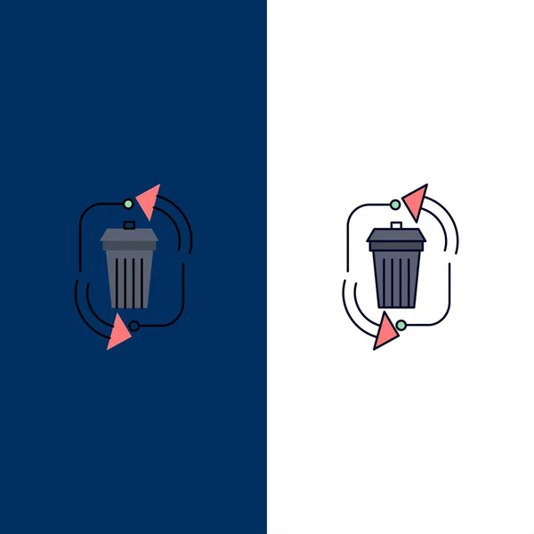 Abfall, Entsorgung, Müll, Verwaltung, Recycling flache Farbe Symbol ve — Stockvektor
