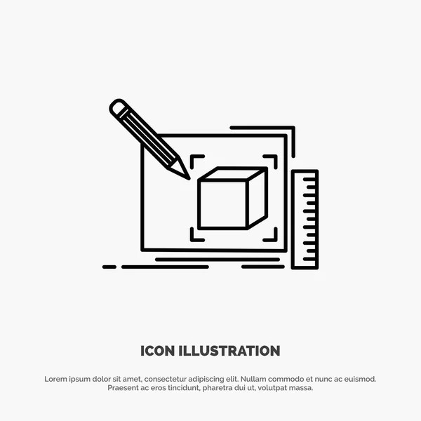 Desenho, Arte, Desenho, Linha, Lápis Line Icon Vector — Vetor de Stock