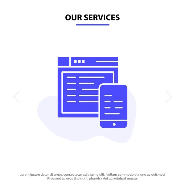 Unsere Dienstleistungen reagieren, Design, Website, mobile solid glyph ico — Stockvektor