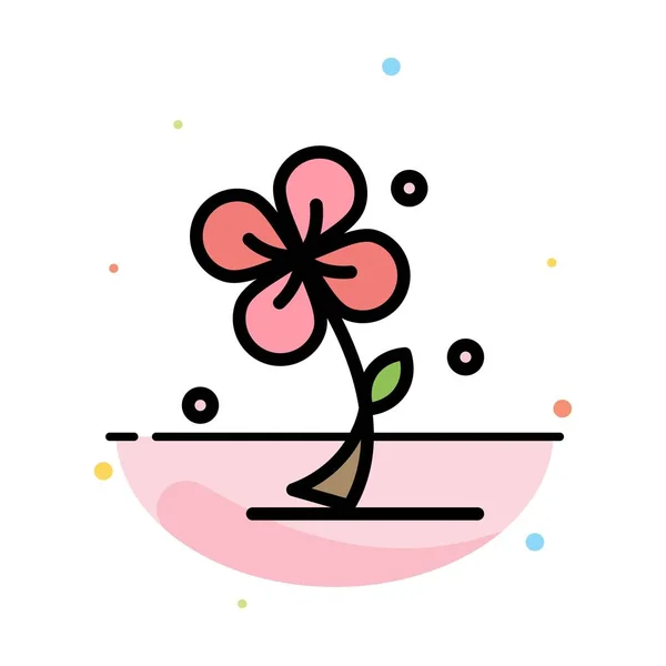 Flora, Floral, Flor, Natureza, Primavera Abstract Flat Color Icon T — Vetor de Stock