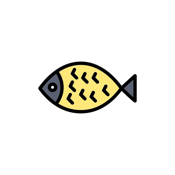 Рыба, еда, Пасха, икона плоского цвета. Векторный иконный баннер — стоковый вектор