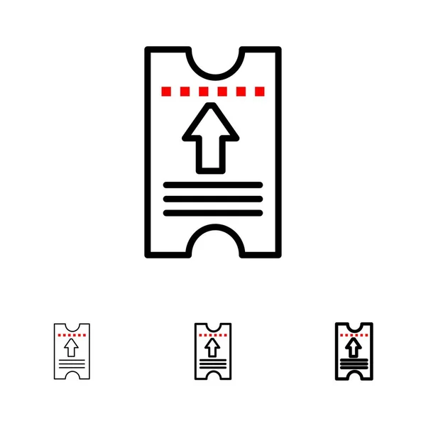 Billet, Pass, Hôtel, Flèche Ensemble d'icônes de ligne noire — Image vectorielle