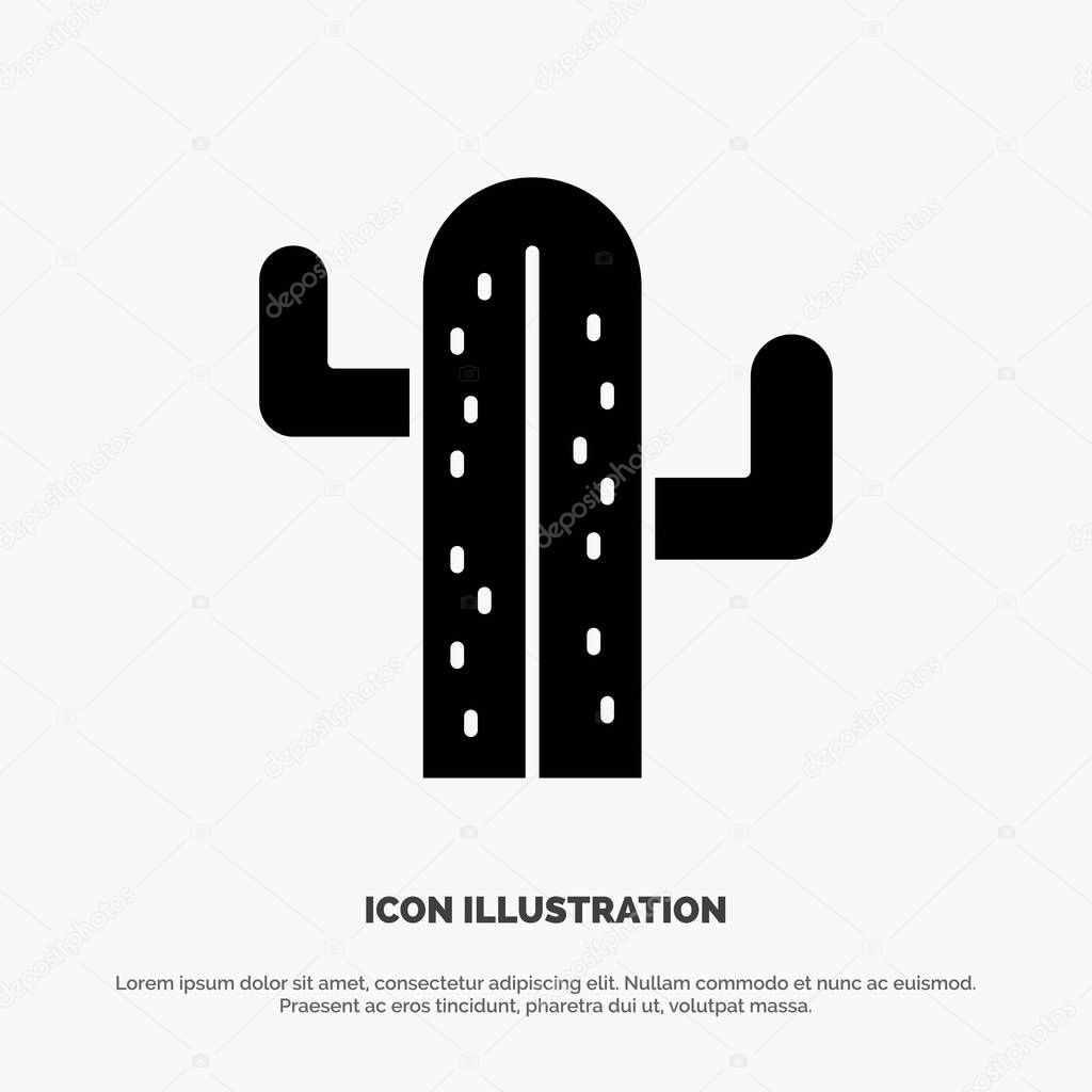Cactus, Usa, Plant, American solid Glyph Icon vector