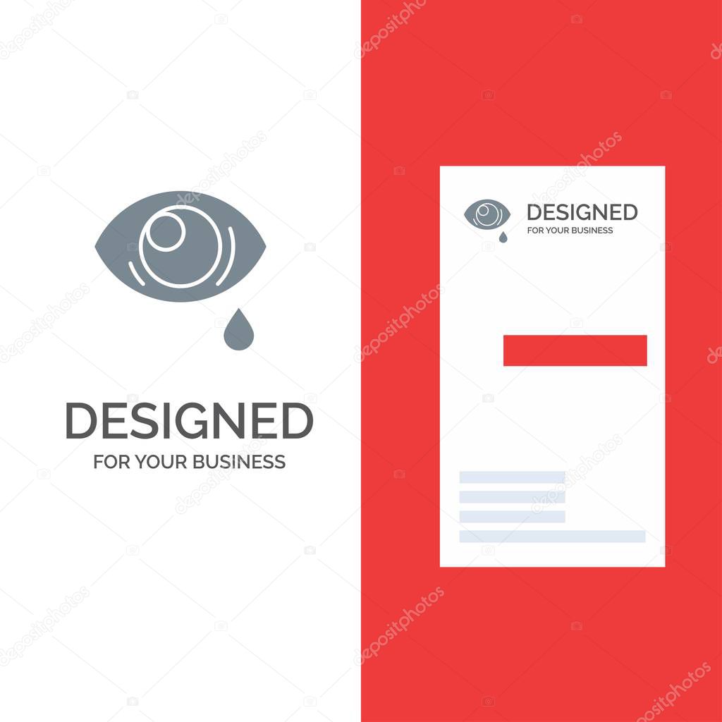 Eye, Droop, Eye, Sad Grey Logo Design and Business Card Template