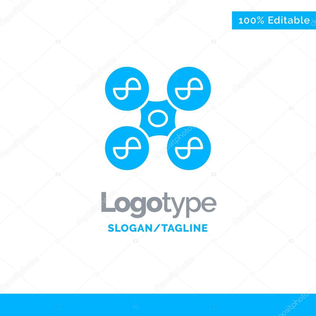 Drone, Fly, Quad copter, Technology Blue Solid Logo Template. Pl