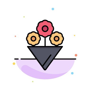 Çiçek, Hediye Soyut Düz Renk Simgesi Şablonu