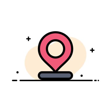 Konum, Harita, İşaretleyici, Pin İş Düz Çizgi Dolu Simge Vecto