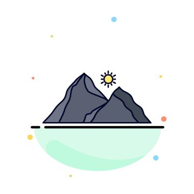 tepe, manzara, doğa, dağ, sahne Düz Renk Simge Vektör