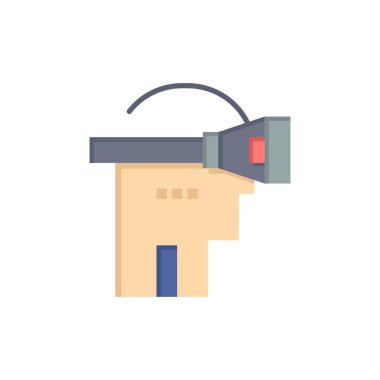 Sanal, Gerçeklik, Kulaklık, Teknoloji Düz Renk Simgesi. Vektör i