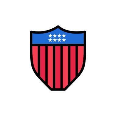 Amerikan, Kalkan, Güvenlik, Abd Düz Renk Simgesi. Vektör simgesi ba