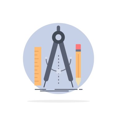 Yapı, tasarım, geometri, matematik, araç düz renk simge vektör