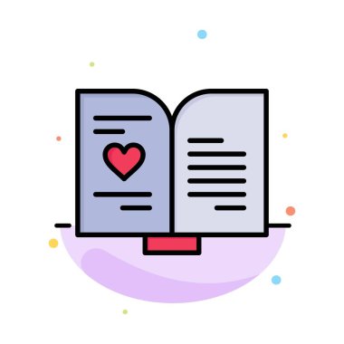 Kitap, Aşk, Kalp, Düğün Soyut Düz Renk Simge Şablonu
