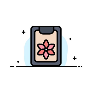 Çiçek, Pano, Yay, Klip İş Düz Hat Dolu Simge 