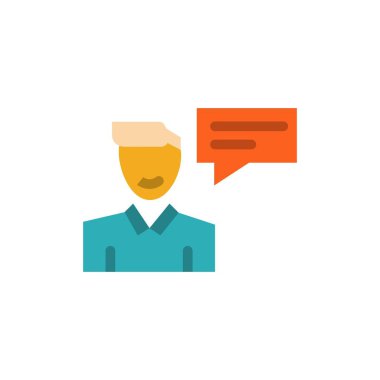 Sohbet, Mesaj, Popup, Man, Konuşma Düz Renk Simgesi. Vektör