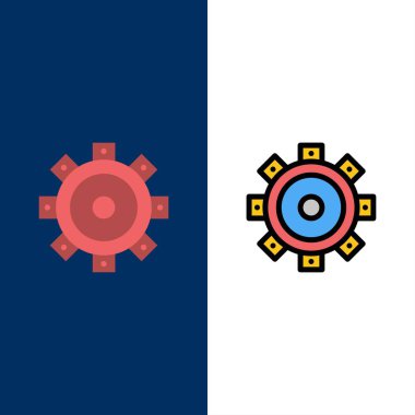 İnşaat, İnşaat, Ayar Simgeleri. Düz ve Hat Dolgulu Ico