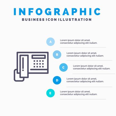 Telefon, Telefon, Cep, Donanım Mavi Infographics Şablon 5 St