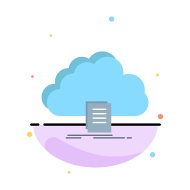 bulut, erişim, belge, dosya, düz renk simgesi vektör indir