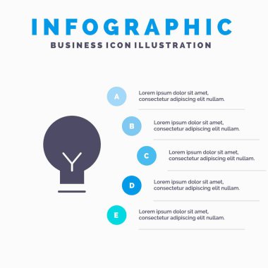 Işık, Ampul, Temel, Ui Katı Simge Infographics 5 Adımlar Presentat