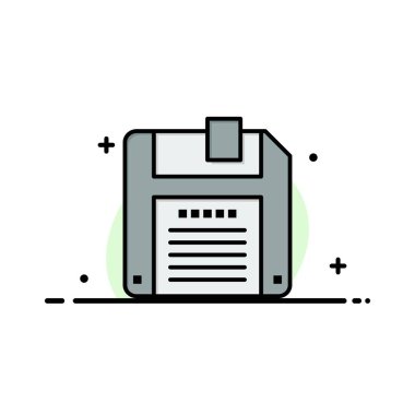 Disket, Disket, Save Business Flat Line Dolu Simge Vektör Ba