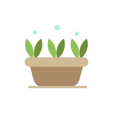 Büyüme, Yaprak, Bitki, Bahar Yassı Renk Simgesi. Vektör simgesi afiş