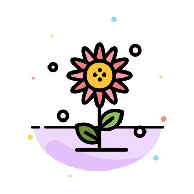 Ayçiçeği, Çiçek, Doğa, Bahar Soyut Düz Renk Simge Templ