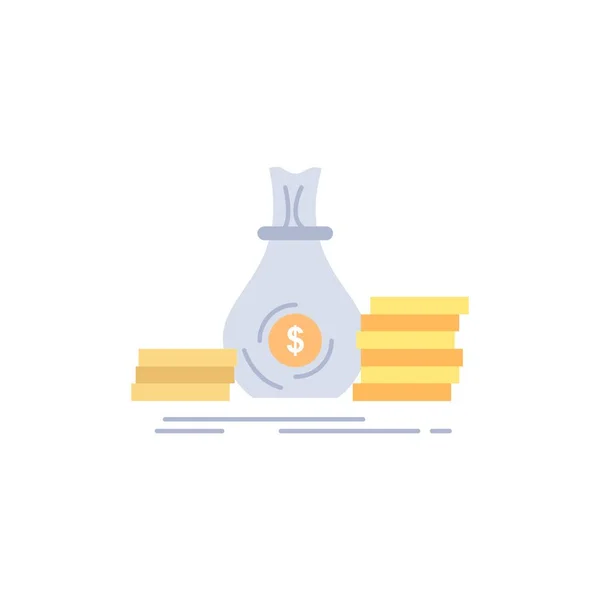 Accumulation, sac, investissement, prêt, argent Flat Color Icon Vecto — Image vectorielle