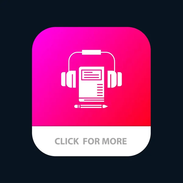 Music, Audio, Headphone, Book Mobile App Button. Android and IOS — Stock Vector