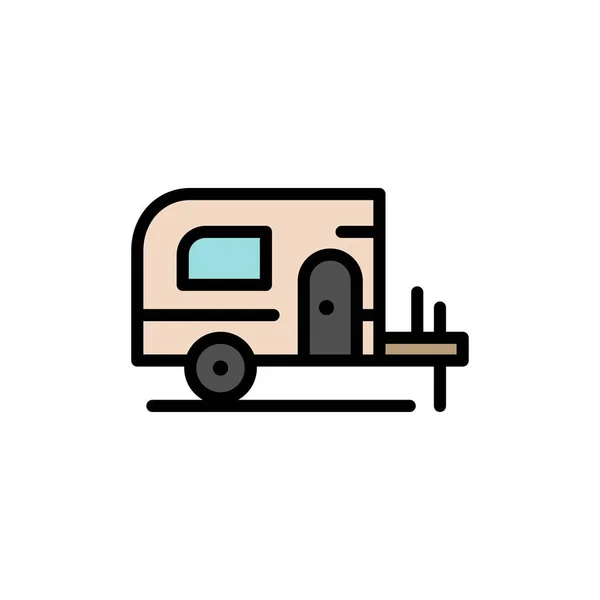 Bilen, leiren, Spring Flat Color Icon. Mal for vektorikonbanner – stockvektor