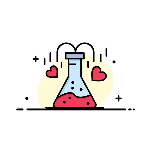 Química, Frasco, Corazón, Amor Empresarial Logo Template. Color plano — Vector de stock