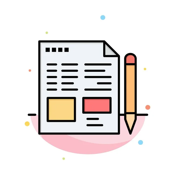 Fichier, Texte, Crayon, Éducation Résumé Modèle d'icône de couleur plate — Image vectorielle
