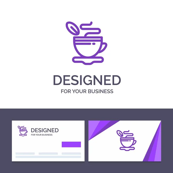 Modèle de carte de visite créative et logo Thé, tasse, chaud, café V — Image vectorielle