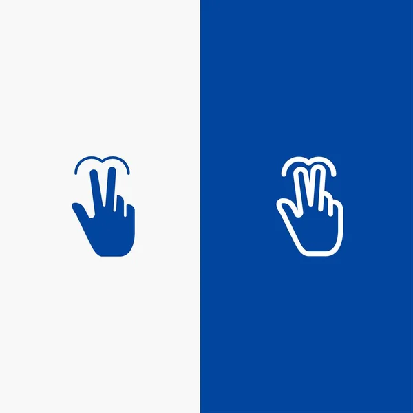 Χειρονομίες, χέρι, κινητό, αφή, γραμμή στηλοθετών και γλύφου συμπαγές εικονίδιο Blu — Διανυσματικό Αρχείο