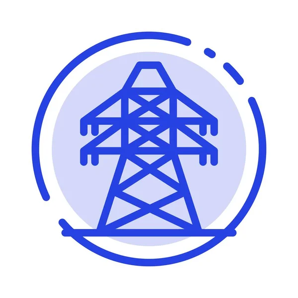 Elektrik, Energie, Übertragung, Sendemast blau gepunktet — Stockvektor
