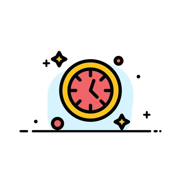 Reloj, Reloj, Tiempo de negocio de línea plana llena icono Vector Banner — Vector de stock