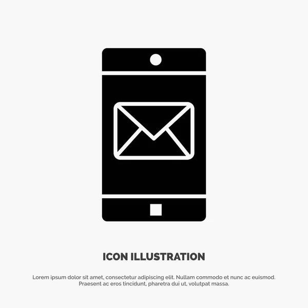 Aplicación, Móvil, Aplicación móvil, Correo sólido Glyph Icon v — Vector de stock