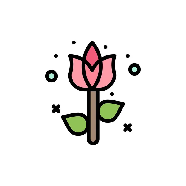 Dekoration, Ostern, Blume, Pflanze flache Farbe Symbol. Vektorsymbol — Stockvektor