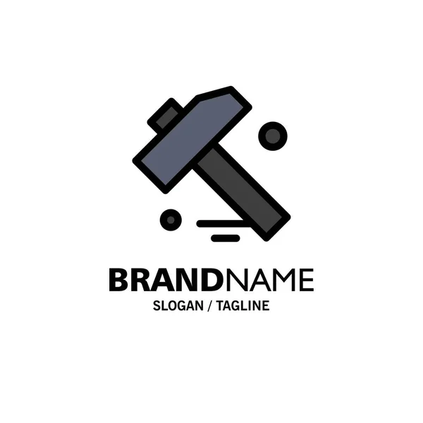 Bygg, Hammer, Tool Business Logo Template. Flatfarge – stockvektor
