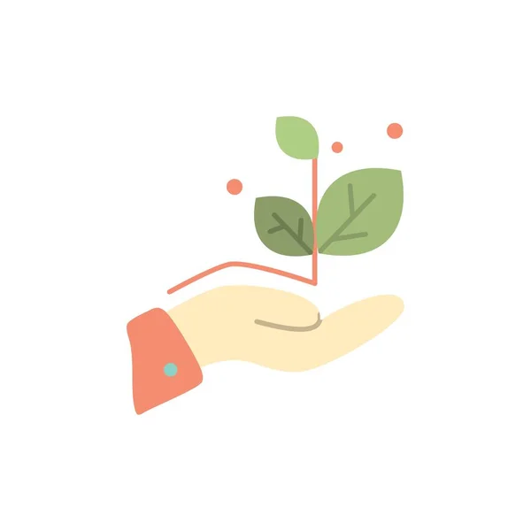 Groei, groeien, hand, succes platte kleur pictogram. Vector pictogram banner — Stockvector