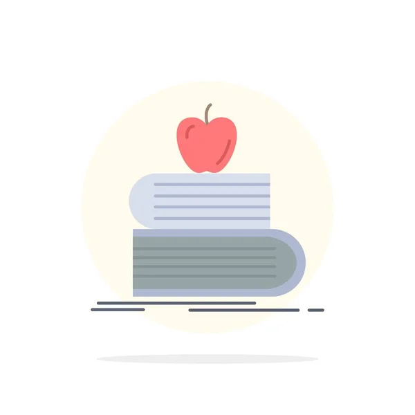 Terug naar school, school, student, boeken, Apple platte kleur icon ve — Stockvector