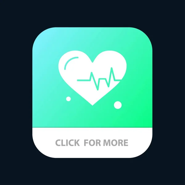 Serce, beat, nauka aplikacja mobilna Button. Android i iOS Glyph ve — Wektor stockowy