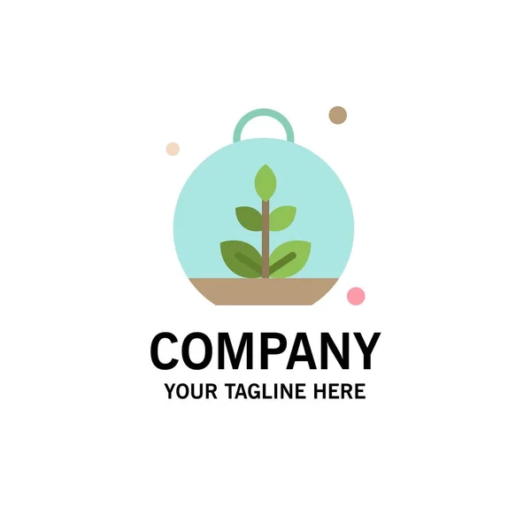 Growing, Leaf, Plant, Spring Business Logo Template. Flat Color — Stock Vector