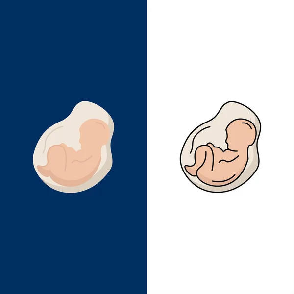 Bambino, gravidanza, incinta, ostetricia, feto Flat Color Icon Vec — Vettoriale Stock