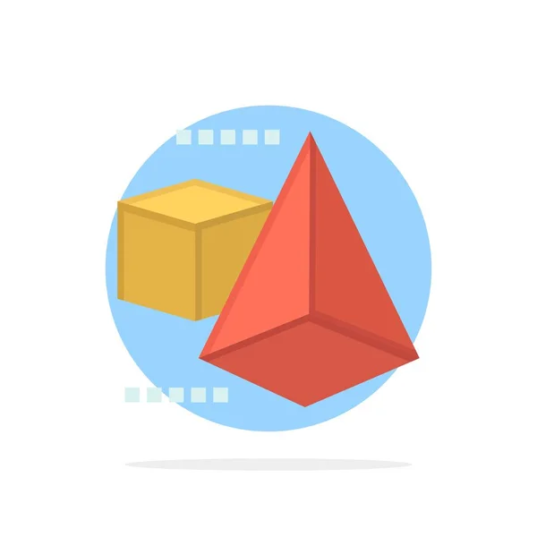 3dModel, 3d, caja, triángulo abstracto círculo fondo color plano — Archivo Imágenes Vectoriales
