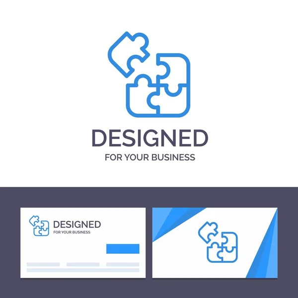Creative Business Card i szablon logo układanki, logiczne, nauka — Wektor stockowy