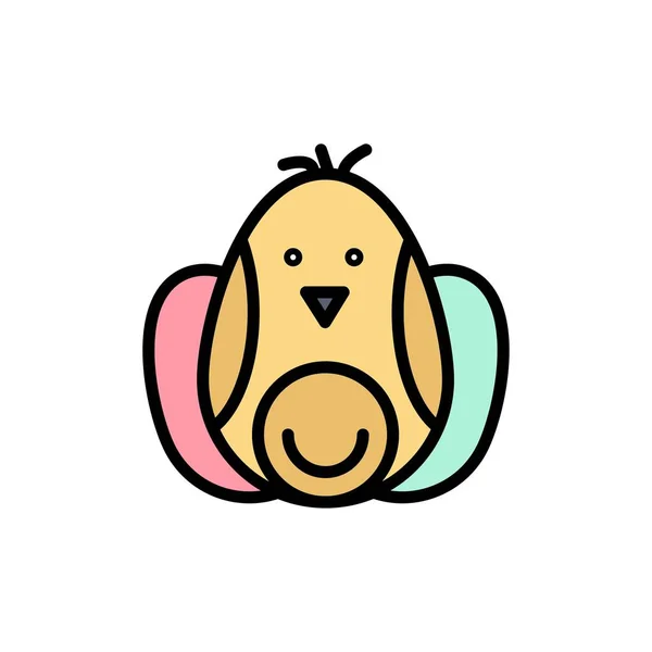 Kip, baby, konijn, Pasen platte kleur pictogram. Vector Icon Bann — Stockvector