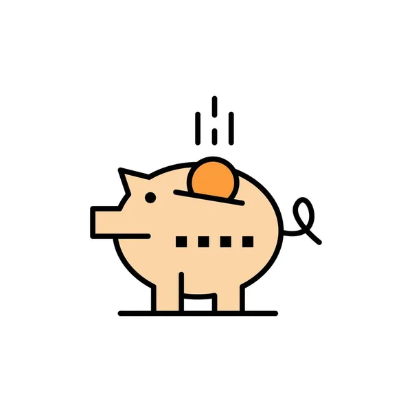 Piggybank, Fabomy, Piggy, Safe, Savings Flat Color Icon. Векто — стоковый вектор